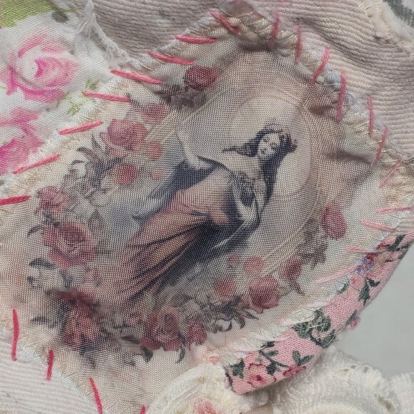 OOAK Upcycled Indie Boho Top Hat Sassy Cherub Graffiti Flower Cat Adjusts L-S main image 9